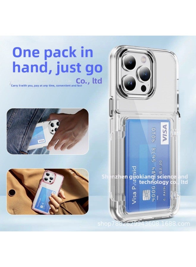 For Apple Phone Case Transparent Card Holder Drop-proof Simple Protective Shell Multiple Models Available 