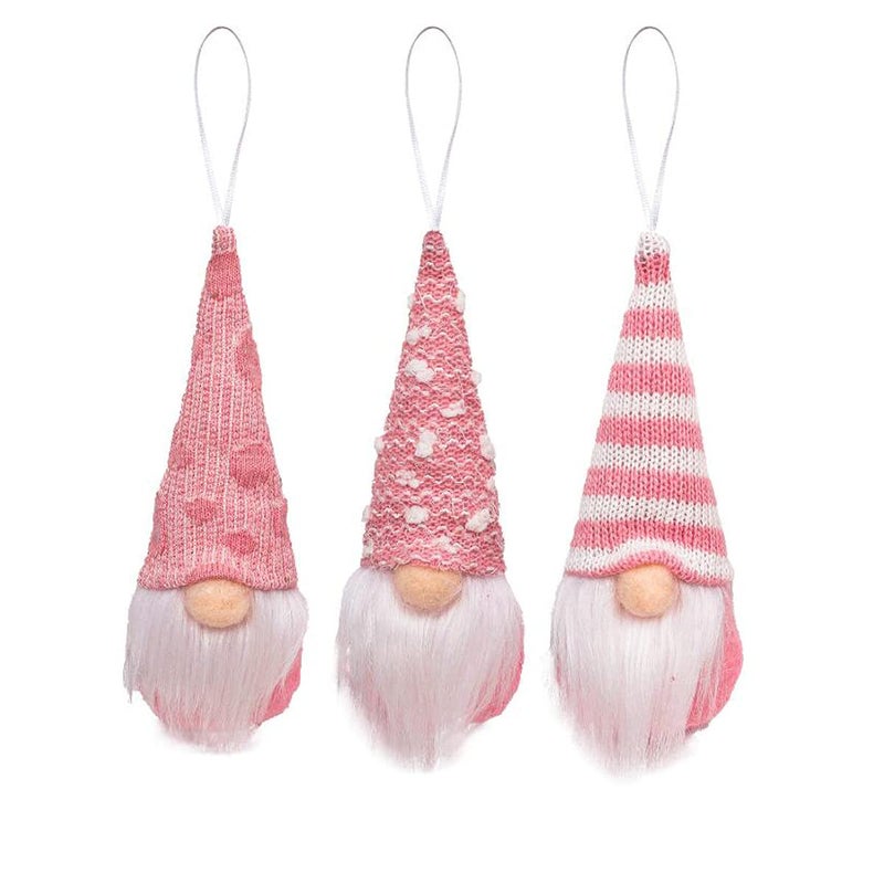 FZBNSRKO Christmas Faceless Gnome Santa Ornaments Set of 3 Xmas Tree Hanging Ornament Doll Decoration for Home Pendant Gifts Christmas DecorationsPink Theme