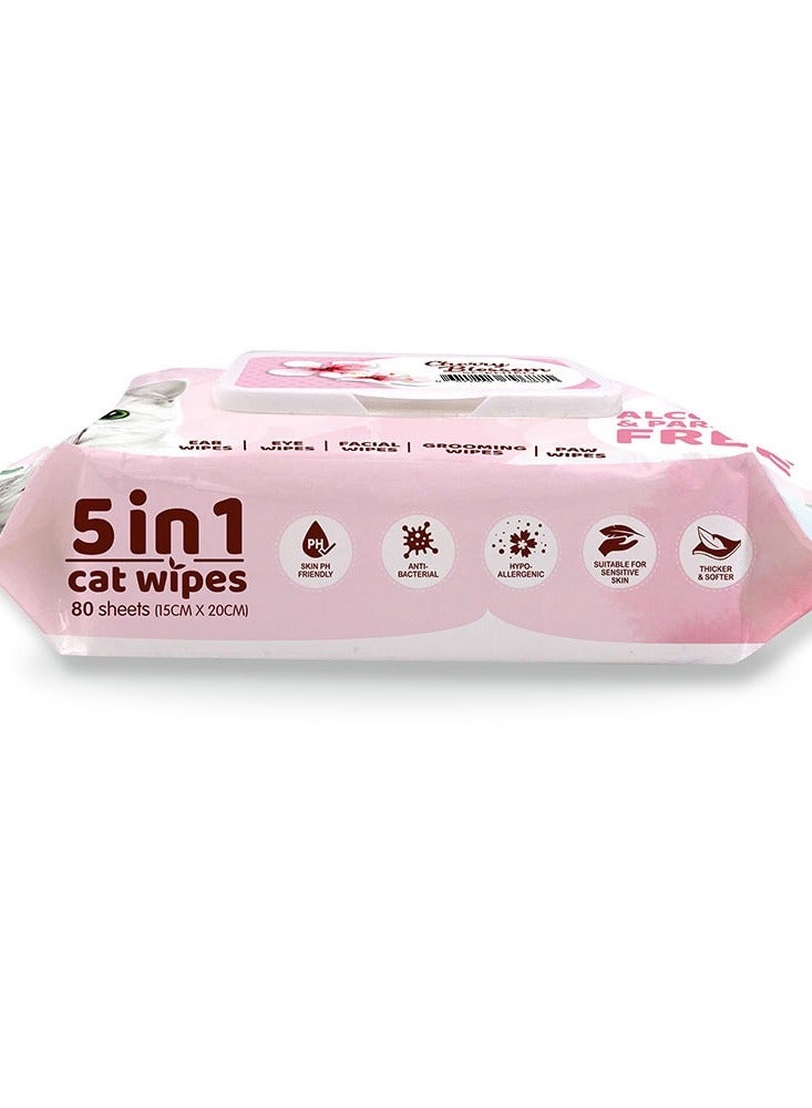 Kit Cat Cat Wipes Cherry Blossom Scent - Cat Wipes For Ear, Eye, Facial, Grooming & Paw Wipes - 80 Wipes - Image 3