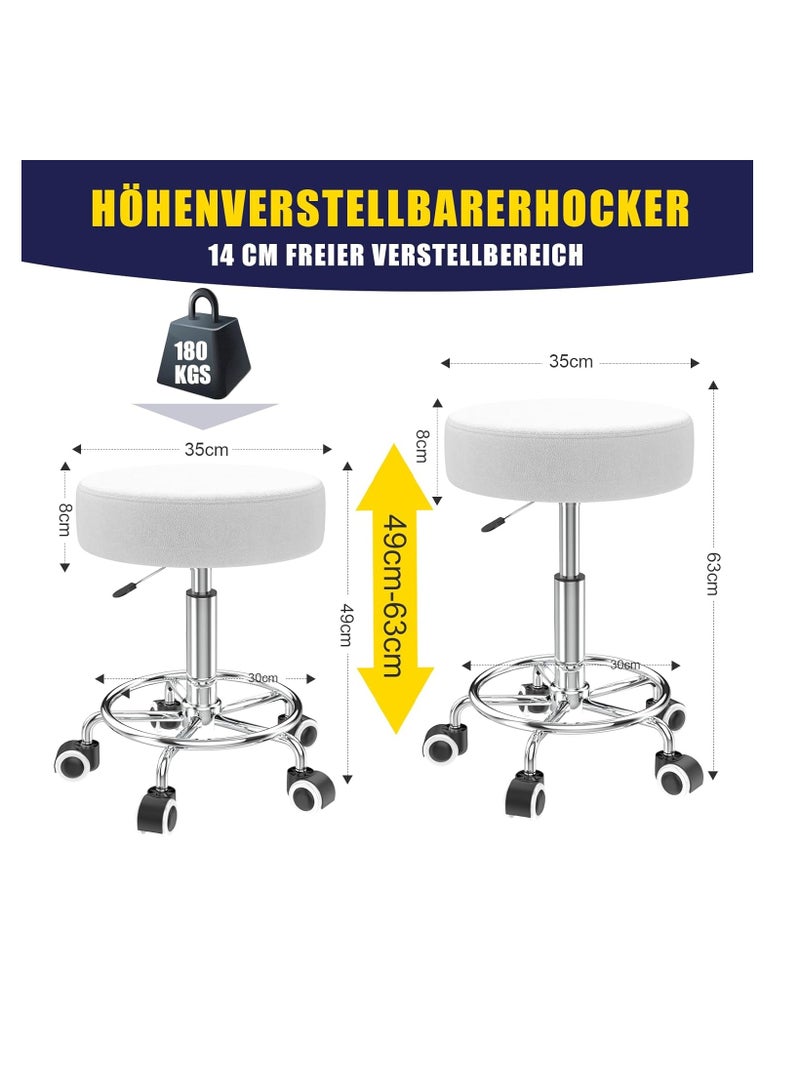 Generic Adjustable Height Chair 43cm-57cm Swivel Chair with Footrest for Body Relaxation Small Comfortable Lightweight PU Leather Chair with Wheels Swivel Chair for Work, Dressing Table - Image 2