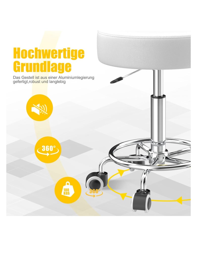 Generic Adjustable Height Chair 43cm-57cm Swivel Chair with Footrest for Body Relaxation Small Comfortable Lightweight PU Leather Chair with Wheels Swivel Chair for Work, Dressing Table - Image 4