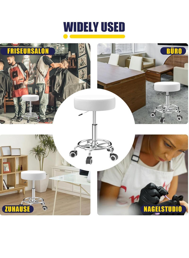 Generic Adjustable Height Chair 43cm-57cm Swivel Chair with Footrest for Body Relaxation Small Comfortable Lightweight PU Leather Chair with Wheels Swivel Chair for Work, Dressing Table - Image 5