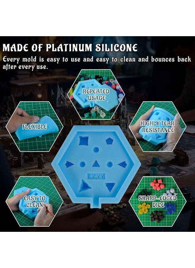 CZYY - CZYY DND Dice Mold Silicone 7 Standard Polyhedral Sharp Edge Dice Slab Mould for D&D, Tabletop RPG - Image 1