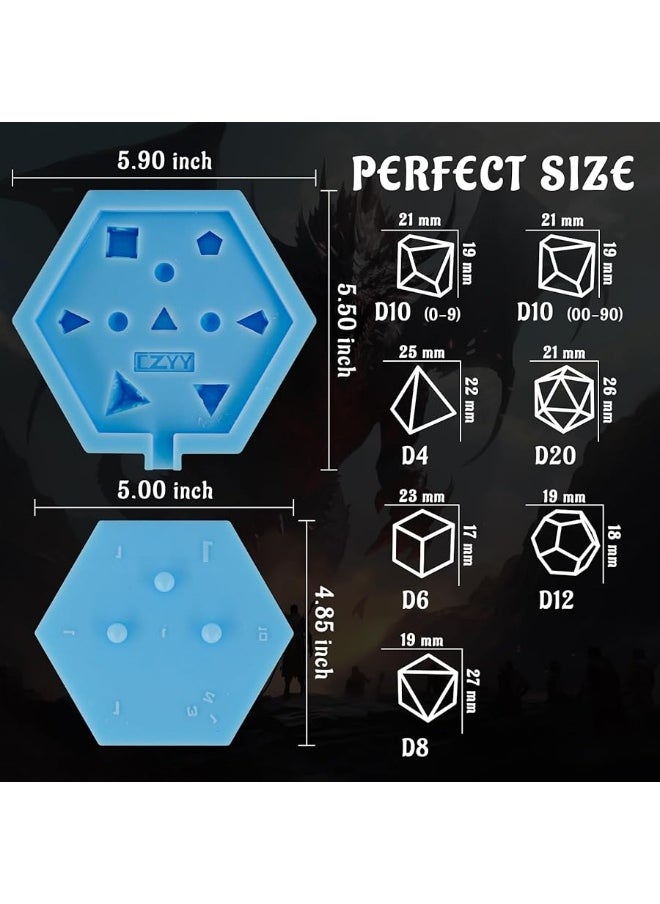 CZYY - CZYY DND Dice Mold Silicone 7 Standard Polyhedral Sharp Edge Dice Slab Mould for D&D, Tabletop RPG - Image 1