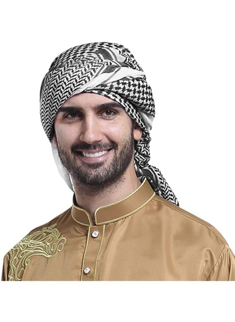 QUESERA Men Arab Shemagh Headscarf Muslim Dubai Casual Headwear Scarf Neck Wrap Head Cover Turban Cap  - Image 2