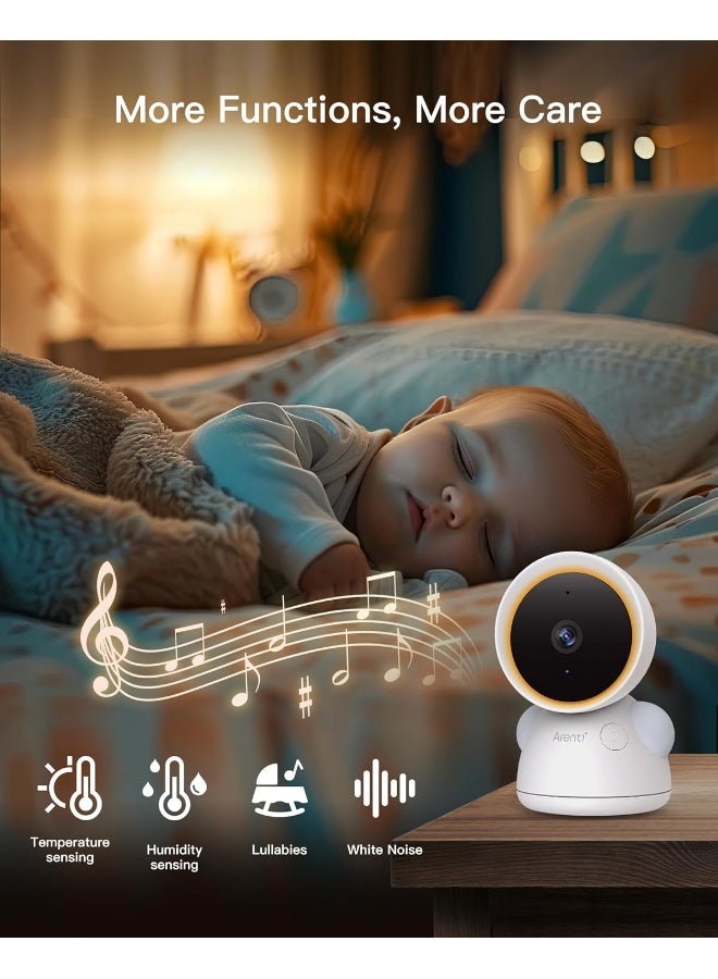 ARENTI Baby Monitor with 2 Cameras, 2K/3MP WiFi 6 Camera and Audio, 5-inch Wireless Screen, Smartphone App, Super Night Vision, Crying Detection, Auto Tracking, Temp&Humidity Sensor (D3 Set) - Image 5