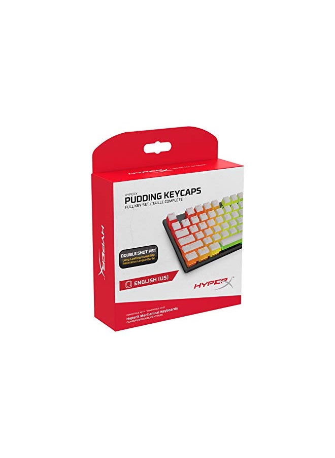 HyperX Pudding Keycaps - Double Shot PBT Keycap Set with Translucent Layer, for Mechanical Keyboards, Full 104 Key Set, OEM Profile, English (US) Layout - White