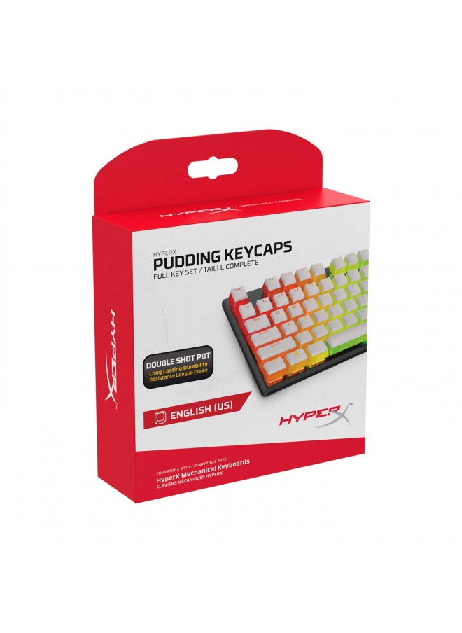 HyperX Pudding Keycaps - Double Shot PBT Keycap Set with Translucent Layer, for Mechanical Keyboards, Full 104 Key Set, OEM Profile, English (US) Layout - White