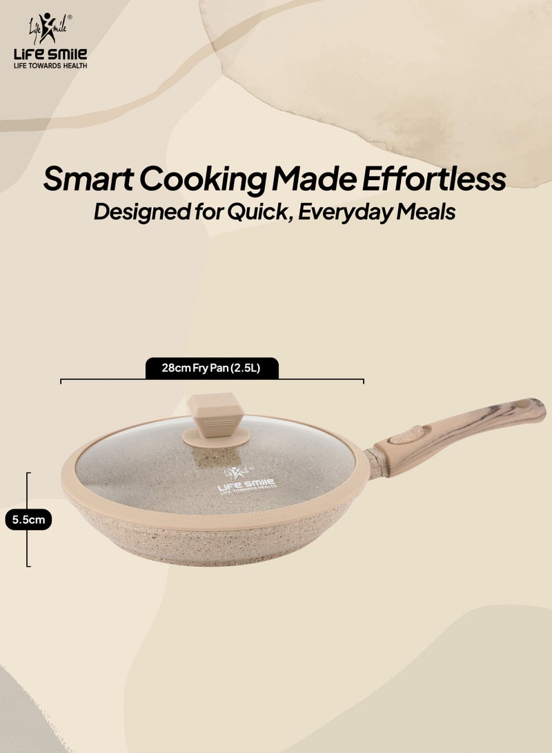 Life Smile 28cm Granite Nonstick Fry Pan with Lid (2.5L) – Induction Base, Removable Handle, Scratch Resistant & Easy Clean - Image 5