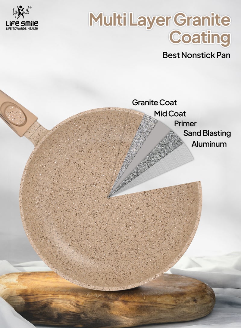 Life Smile 28cm Granite Nonstick Fry Pan with Lid (2.5L) – Induction Base, Removable Handle, Scratch Resistant & Easy Clean - Image 4