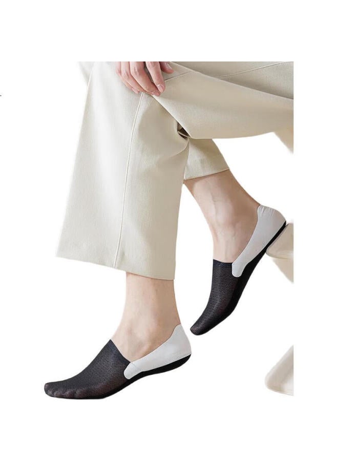 Modal 4 Pairs Of Mesh Boat Socks Men'S Ice Silk Socks Summer Ultra-Thin Pure Cotton Bottom Invisible Socks Cool Breathable Silicone Anti-Slip - Image 2