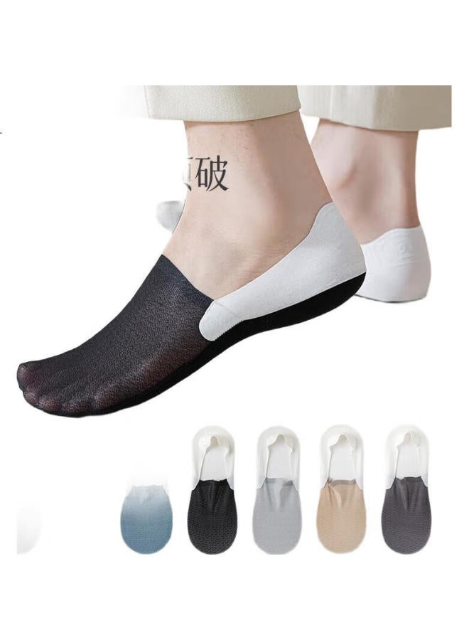 Modal 4 Pairs Of Mesh Boat Socks Men'S Ice Silk Socks Summer Ultra-Thin Pure Cotton Bottom Invisible Socks Cool Breathable Silicone Anti-Slip - Image 1