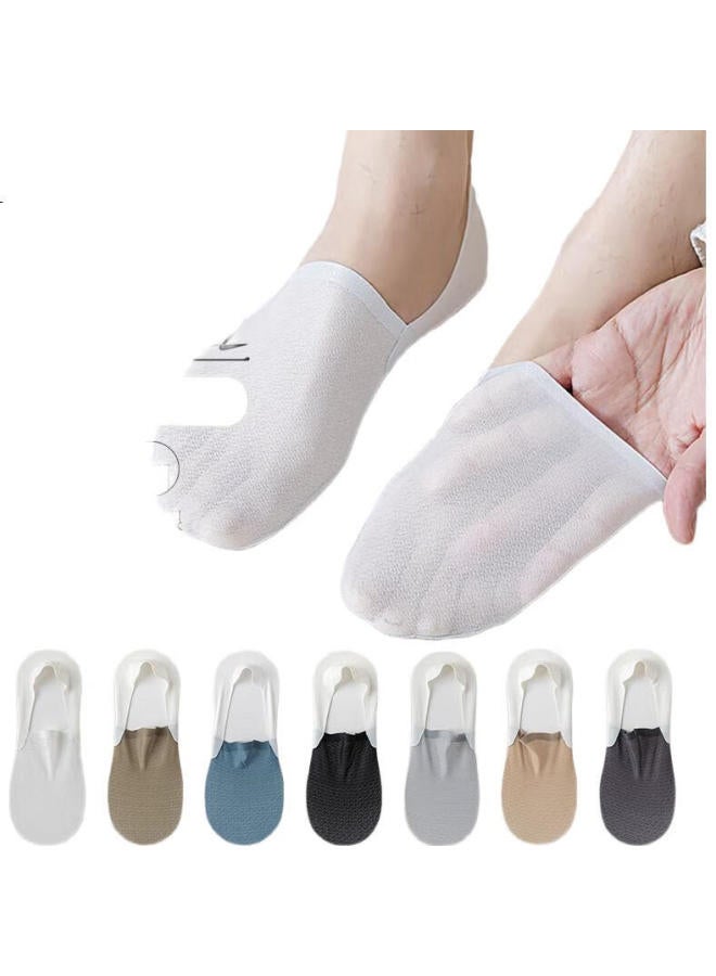 Modal 4 Pairs Of Mesh Boat Socks Men'S Ice Silk Socks Summer Ultra-Thin Pure Cotton Bottom Invisible Socks Cool Breathable Silicone Anti-Slip - Image 3