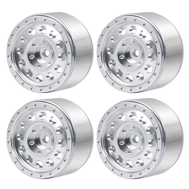 MORLORDY RC Aluminum Alloy 10 Beadlock Wheels Rims 4PCS Metal Wheel Hub Set for 124 RC Crawler Car SCX24 Wheels Upgrades Accessories Silver - Image 2