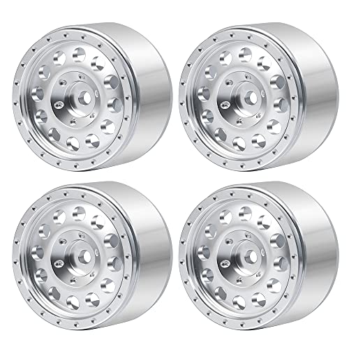 MORLORDY RC Aluminum Alloy 10 Beadlock Wheels Rims 4PCS Metal Wheel Hub Set for 124 RC Crawler Car SCX24 Wheels Upgrades Accessories Silver - Image 1