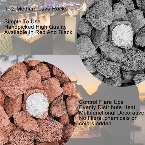 Rurtsva Medium Lava Rock 5LBS, 1" - 2" Natural Volcanic Stones Use in Fireplace, Fire Pit or Bowl Rocks for Indoor Outdoor Natural Gas Propane Fires and Decorative Landscaping - Image 2