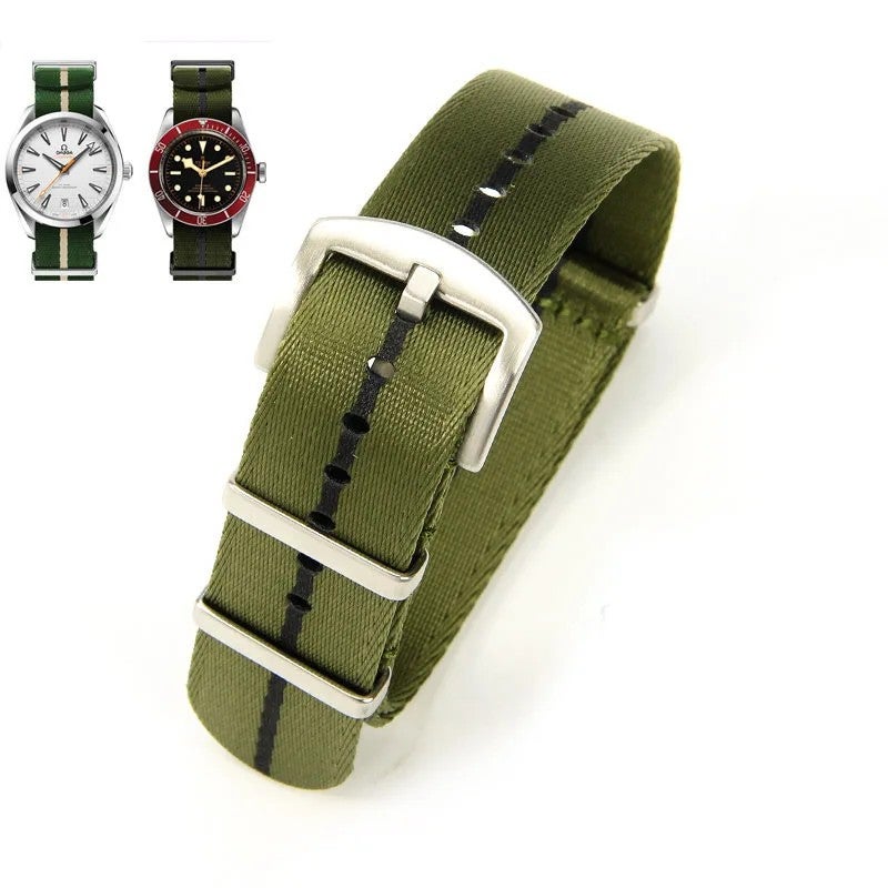 Bluejw High Quality NATO Style Multi-Color Seat Belt Luxury Nylon Watch Strap Replacement for James Bond 007 Striped Watch Band – Durable, Comfortable & Easy to Install - Image 1