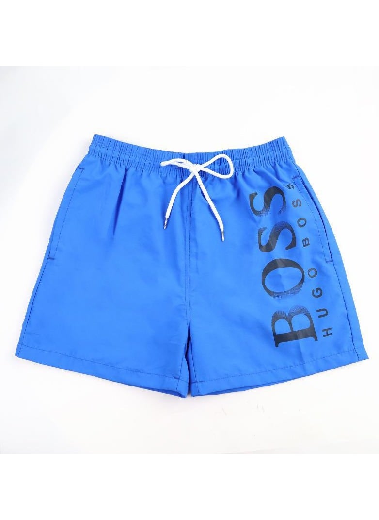 Generic Boss Octopus Men's Quick Drying Swim Shorts with Contrast Logo, Blue  - Image 1