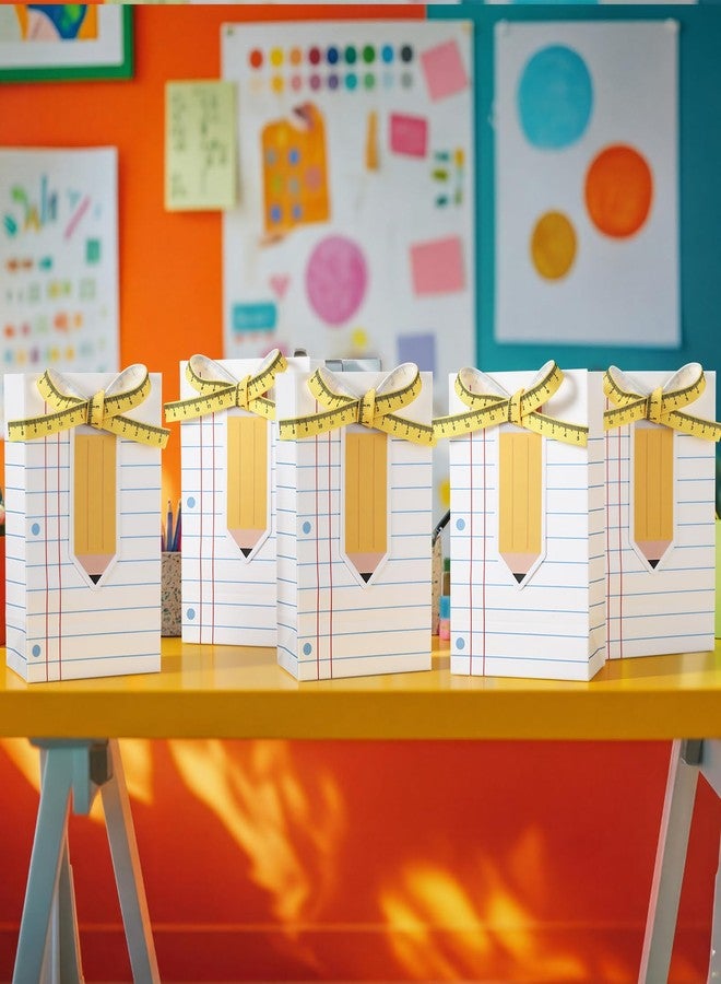 Yinder 36 Sets Mini Teacher Appreciation Gift Bags with Pencil Tags Ruler Ribbon Back to School Mini Gift Bags First Day of School Composition Book Gifts Treat Tote for Teacher Appreciation - Image 5