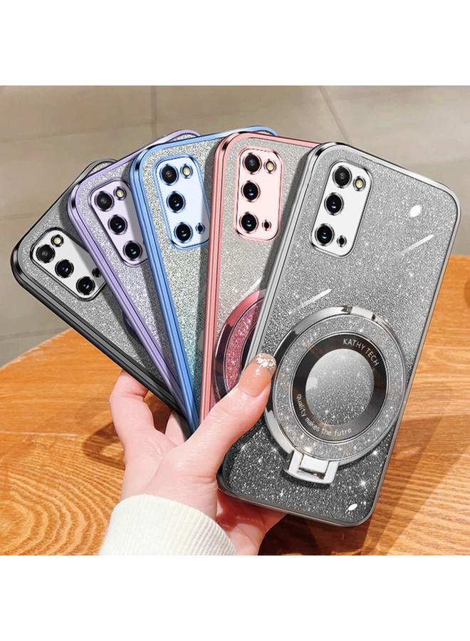 اس-توب جراب لهاتف Samsung Galaxy S20، جراب دائري من مادة TPU بحامل لامع متدرج مطلي - Image 2