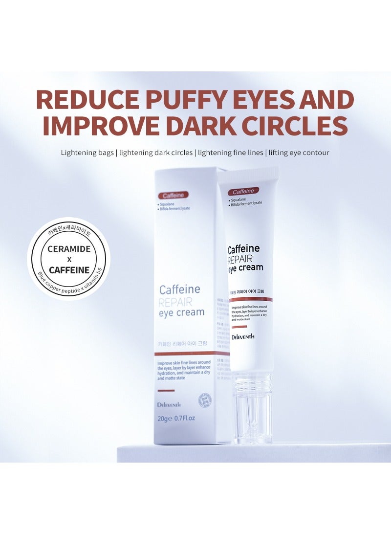DEleventh Korean Brand Caffeine Repair Eye Cream 20g / Anti-wrinkle, Reduces Puffiness and Dark Circles, Hydrates, Firms Delicate Skin and Smoothes Fine Lines for a Refreshed Look - Image 2