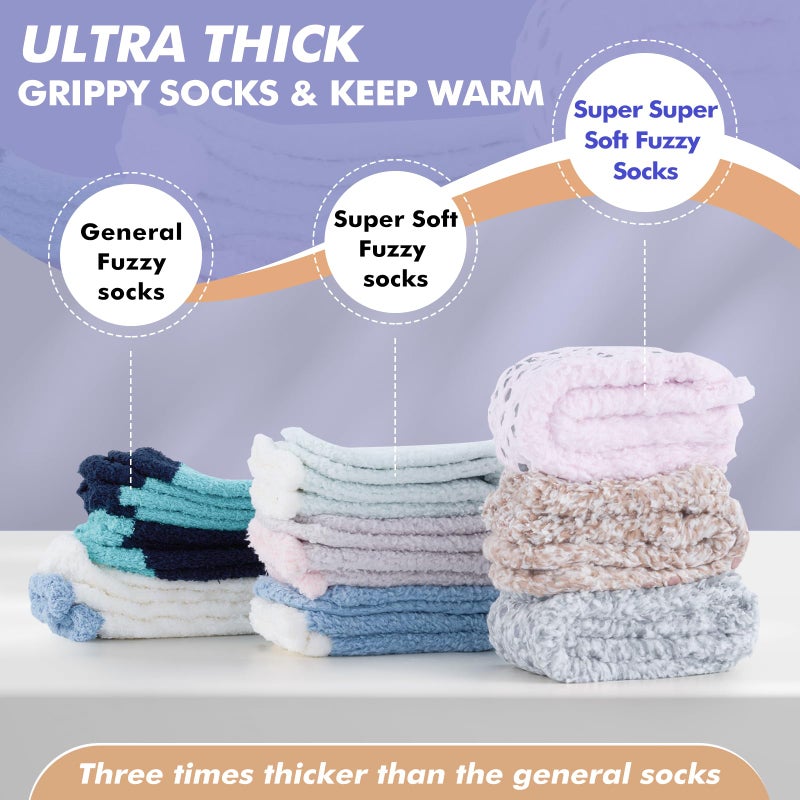 Revosoxs Fuzzy Socks with Grips for Women Men,Non Slip Hospital Crew Cozy Socks with Aloe Vera Perfume(White+Grey+Black) - Image 3