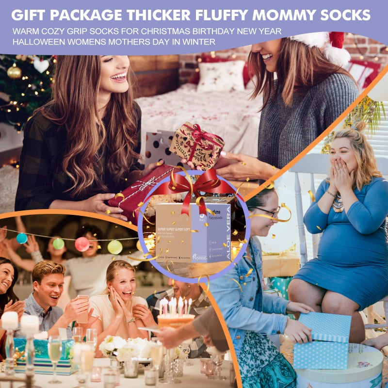 Revosoxs Fuzzy Socks with Grips for Women Men,Non Slip Hospital Crew Cozy Socks with Aloe Vera Perfume(White+Grey+Black) - Image 2