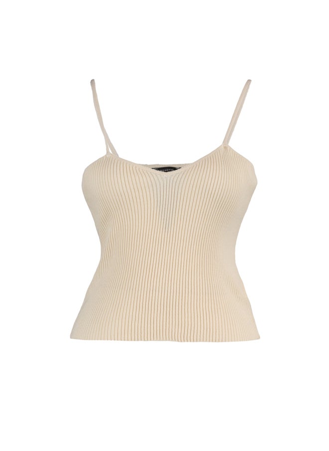 trendyol - Beige V-Neck Tie Detail Fine Knitwear Cardigan & Singlet Suit - Image 1