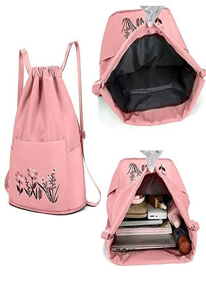 Firstdemand Travel Folding bag for Girls Women Trendy Waterproof Stylish Backpack Lightweight Polyester Drawstring Bag for Any Occasion Waterproof For Bag Girls (Pink), - Image 3