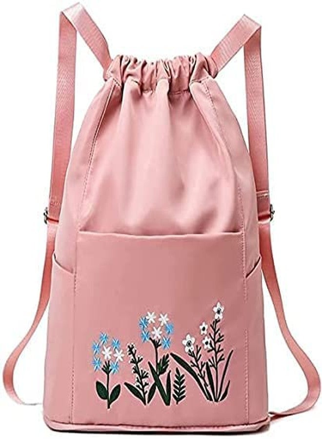Firstdemand Travel Folding bag for Girls Women Trendy Waterproof Stylish Backpack Lightweight Polyester Drawstring Bag for Any Occasion Waterproof For Bag Girls (Pink), - Image 2