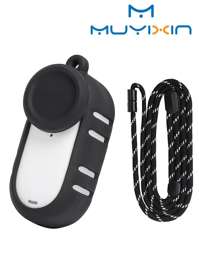 Muyixin Silicone Case with Lens Protector for Insta360 GO 3S accessories,Camera Protective Cover with Neck Hang Rope,Camera Outdoor/Travel Accessories,Anti-Scratch(Black) - Image 1