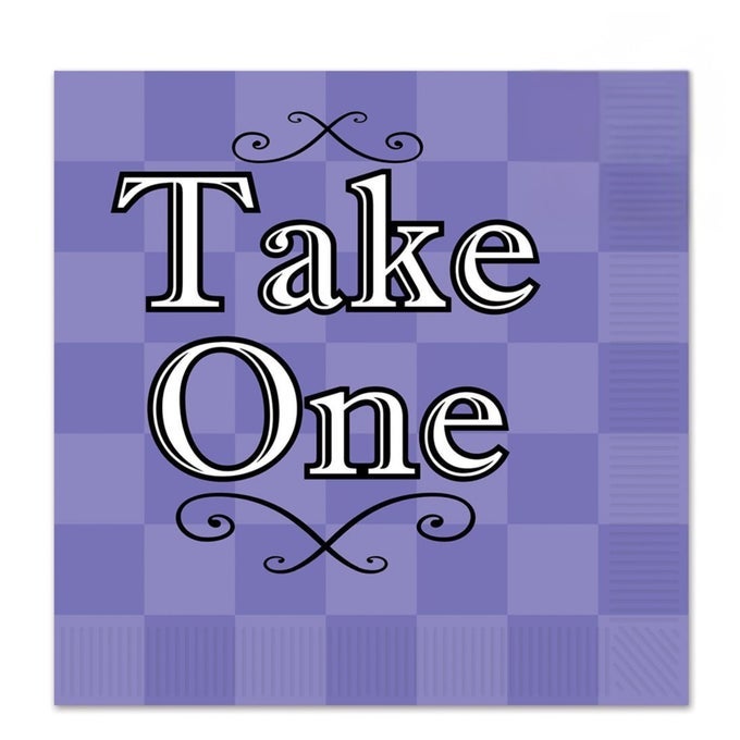 58180 48 PIECE ALICE IN WONDERLAND LUNCHEON NAPKINSPINKPURPLEWHITEBLACK