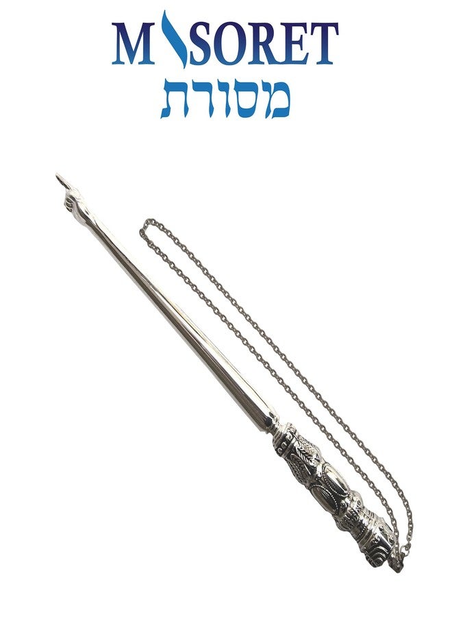 MASORET Modern Nickel Yad Torah Pointer: Fine, Elegant Carved Handle with Hand with Extended Finger Pointed; Protects Jewish Israelis Scrolls, 9.8 Inch - Image 3