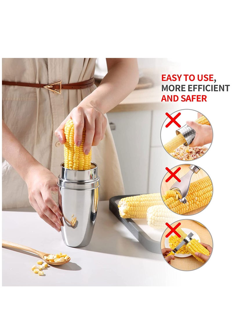 Generic Corn Peeler 304 Stainless Steel Corn Cob Peeler with Cup Convenient Corn Stripper Tool Quickly Peeling Corn Kernels Cutter For Kitchen Thresher Corn Cutter from the Cob  - Image 3