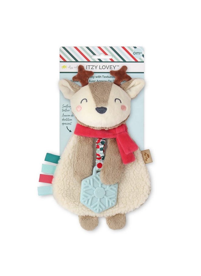Itzy Ritzy - - Itzy Lovey Including Teether - Baby Lovey With Teether, Textured Ribbons & Dangle Arms - Features Crinkle Sound, Sherpa Fabric And Minky Plush (Jolly The Reindeer) - Image 1