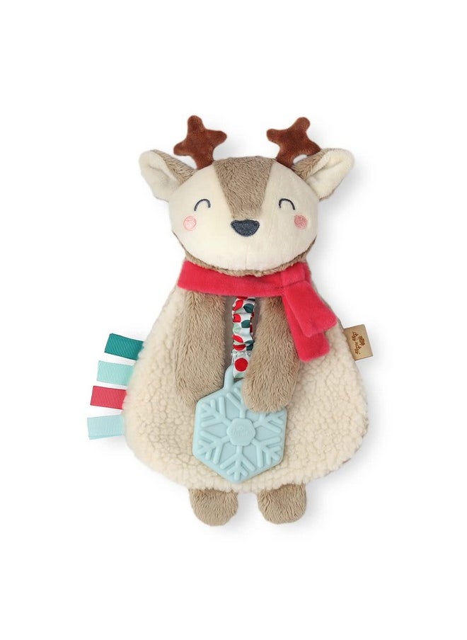 Itzy Ritzy - - Itzy Lovey Including Teether - Baby Lovey With Teether, Textured Ribbons & Dangle Arms - Features Crinkle Sound, Sherpa Fabric And Minky Plush (Jolly The Reindeer) - Image 1