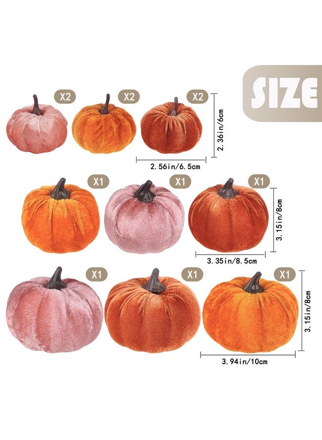 Artmag 12Pcs Fall Artificial Velvet Pumpkins Assorted Sizes Orange Brown Pink Fake Farmhouse Harvest Pumpkins for Fall Thanksgiving Party Home Decoration - Image 4