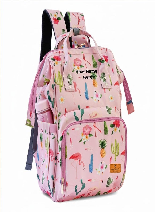 Motherly Elegant Customized Diaper Bag for Mothers for Trave with Warranty, Maternity Bag for Newborn Baby, Mothers Travelling Bag, Multipocket Baby Bag, Hospital Bag for Moms (Cactus Pink) - Image 1