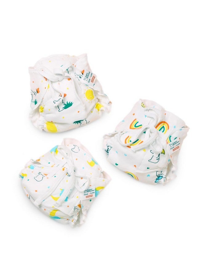 Superbottoms First Love Dryfeel Langot™ For Newborn Baby | No Mess Langot | Premium Cotton Padding (No Sponge) | Ultra-Soft | Mess-Free Diaper-Free Time | 0-9M | (Bummy Land, Pack Of 3, Small) - Image 1