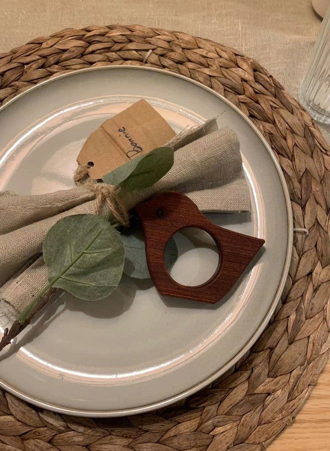 QIAOIDEA Bird Napkin Rings - Vintage Cottage Animal Bird Napkin Ring Holder for Dinning Room Table Decor, Set of 6 Farmhouse Chic Wooden Bird Napkin Holder for Spring Holiday Party Banquet - Image 3