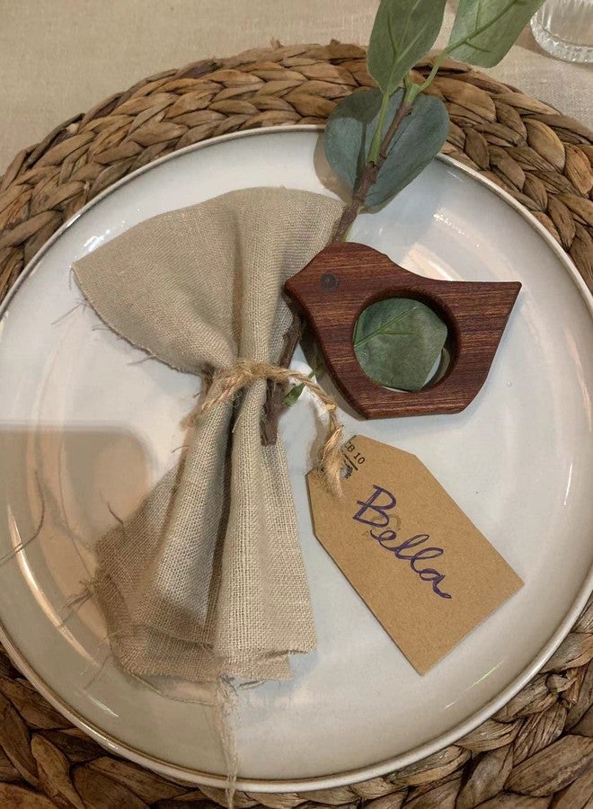 QIAOIDEA Bird Napkin Rings - Vintage Cottage Animal Bird Napkin Ring Holder for Dinning Room Table Decor, Set of 6 Farmhouse Chic Wooden Bird Napkin Holder for Spring Holiday Party Banquet - Image 5