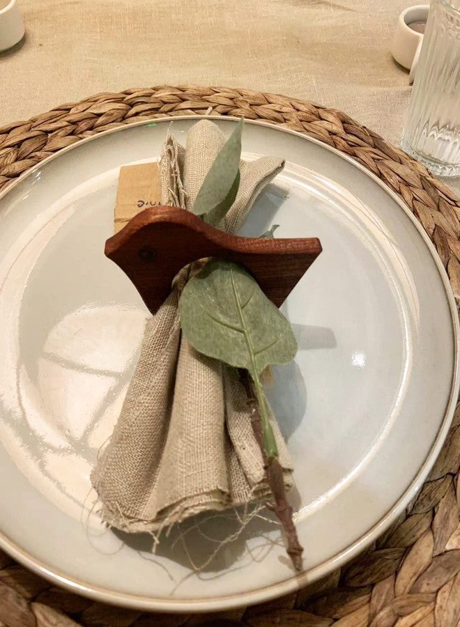 QIAOIDEA Bird Napkin Rings - Vintage Cottage Animal Bird Napkin Ring Holder for Dinning Room Table Decor, Set of 6 Farmhouse Chic Wooden Bird Napkin Holder for Spring Holiday Party Banquet - Image 4