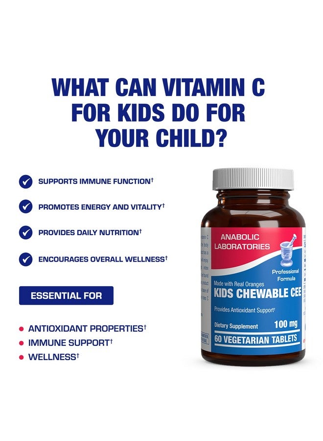 Anabolic Laboratories Kids Vitamin C Chewable Tablets - Delicious & Nutritious Chewable Vitamin C for Kids Immune Support and Overall Wellness - Made with Real Oranges and No Artificial Flavors or Colors - 60 Servings - Image 5
