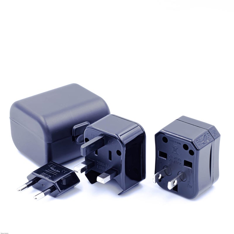 MANGO Universal International Power Adapter Travel Plug  USAUKEUAU All in one Power Outlet Multi Travel Adapter AC Plug Adaptor Black