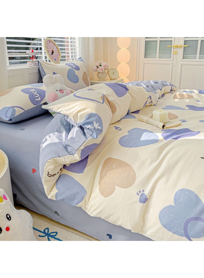 Red Bean 100% Cotton Duvet Cover Single Student Dormitory Bedding Single Full Cotton Fresh Bedding 160*210cm Heartbeat - Image 5