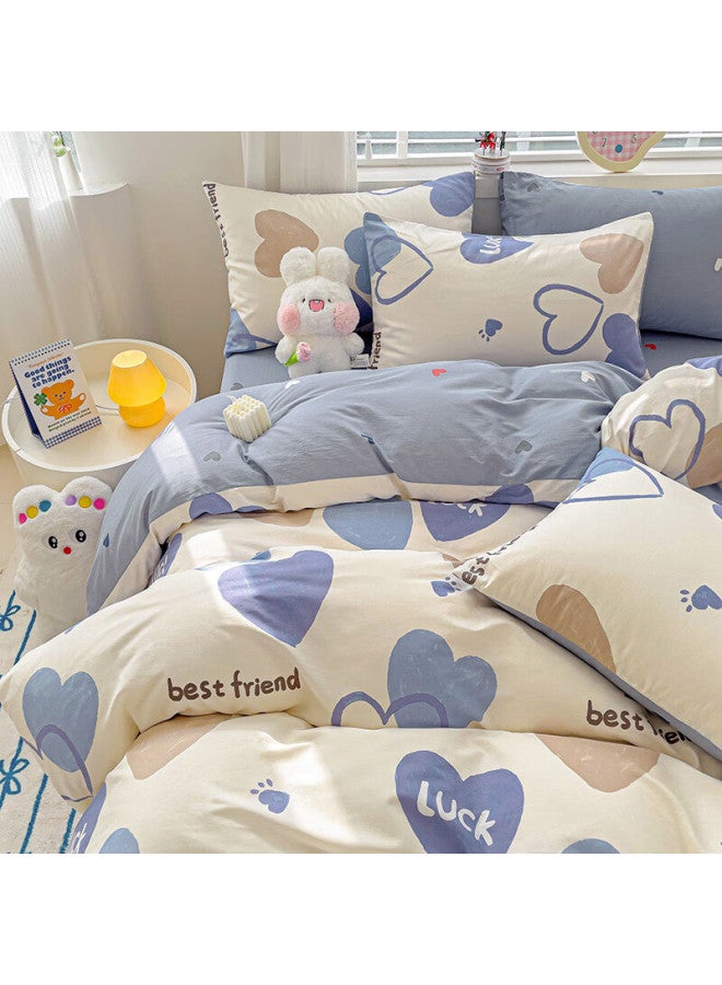 Red Bean 100% Cotton Duvet Cover Single Student Dormitory Bedding Single Full Cotton Fresh Bedding 160*210cm Heartbeat - Image 4