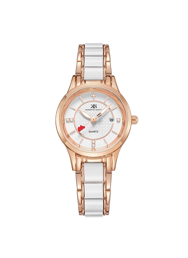 كينيث سكوت Kenneth Scott Women's White Dial Analog Watch - K23517-RCWW