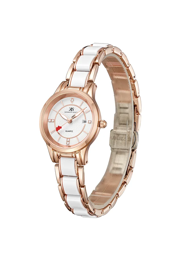 كينيث سكوت Kenneth Scott Women's White Dial Analog Watch - K23517-RCWW