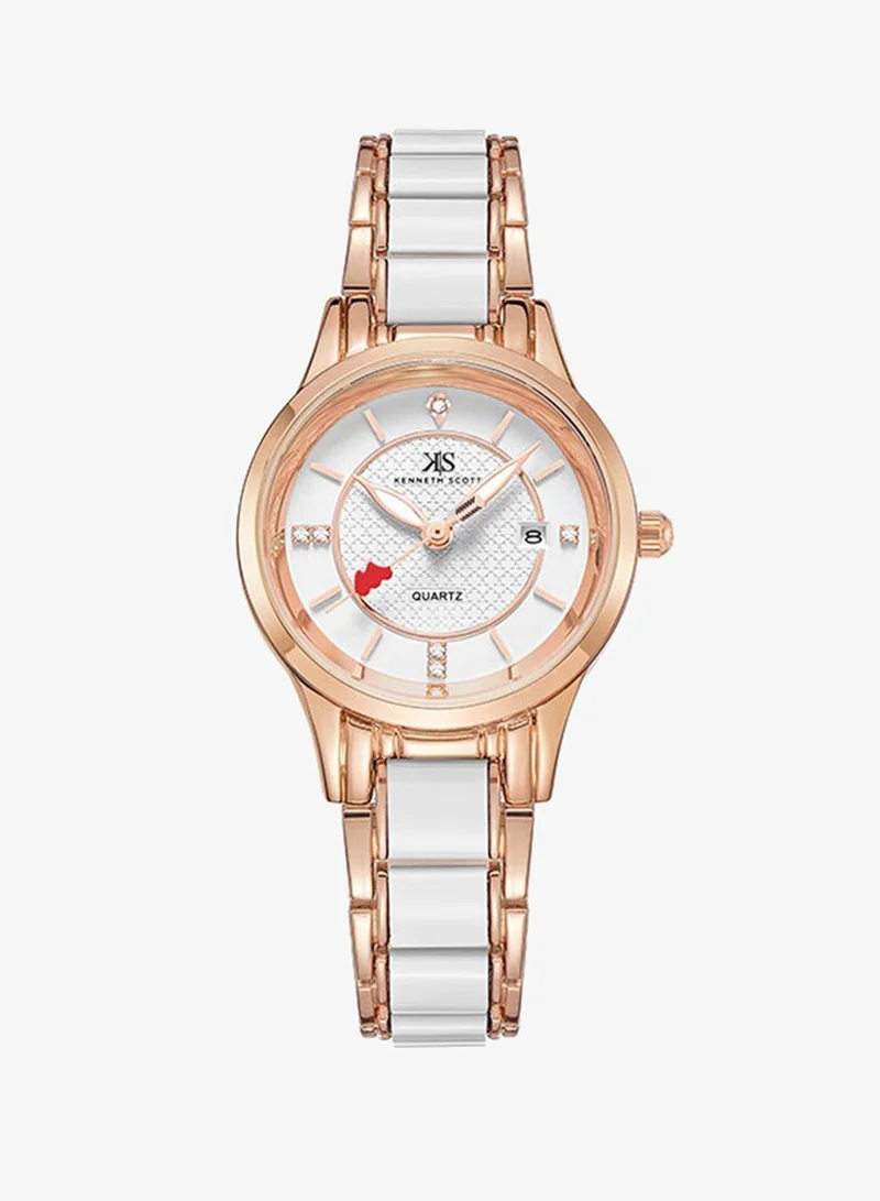 Kenneth Scott Kenneth Scott Women's White Dial Analog Watch - K23517-RCWW