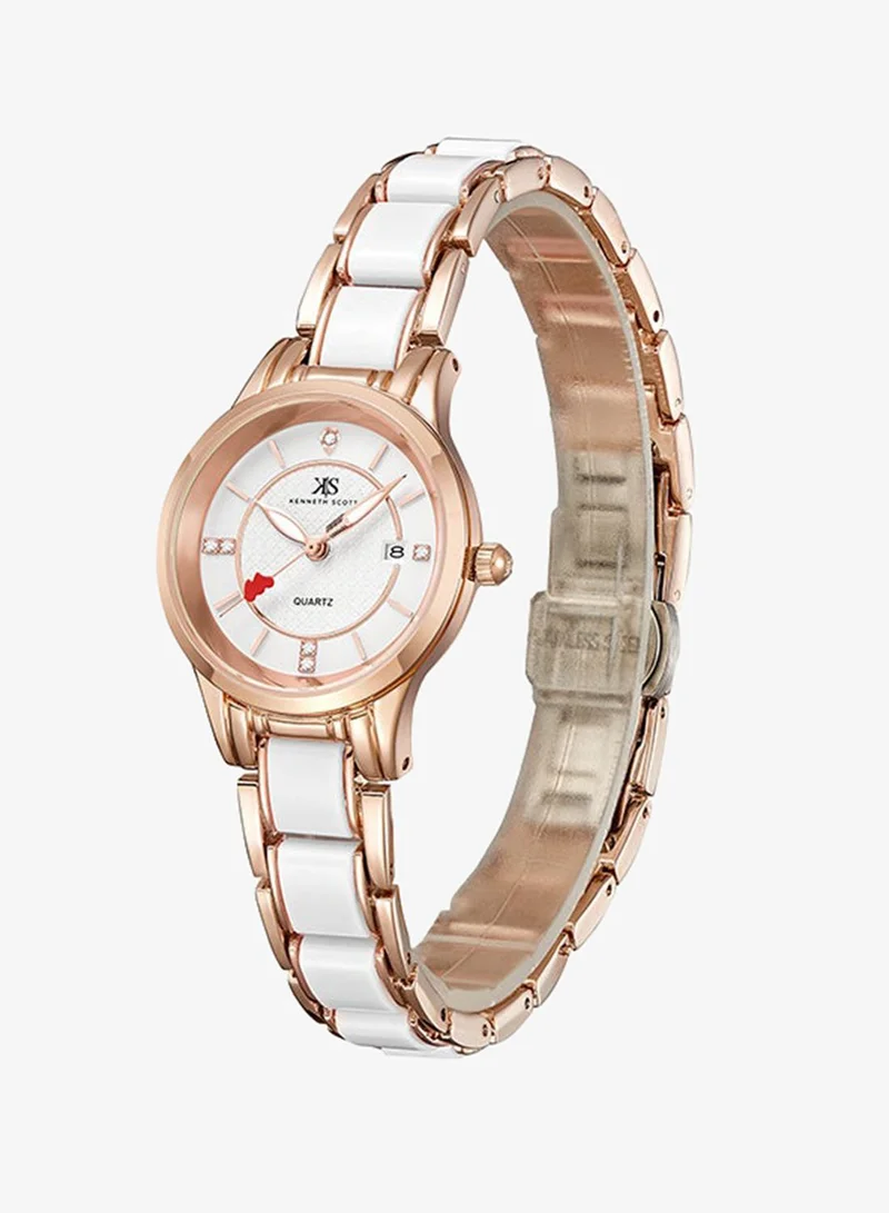 Kenneth Scott Kenneth Scott Women's White Dial Analog Watch - K23517-RCWW